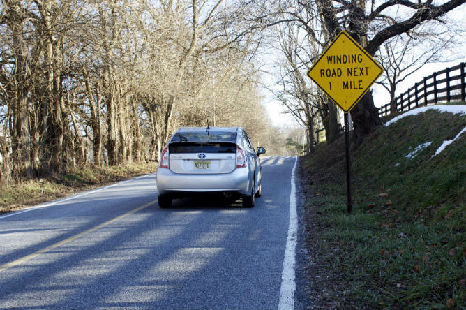2013 Toyota Prius winding road